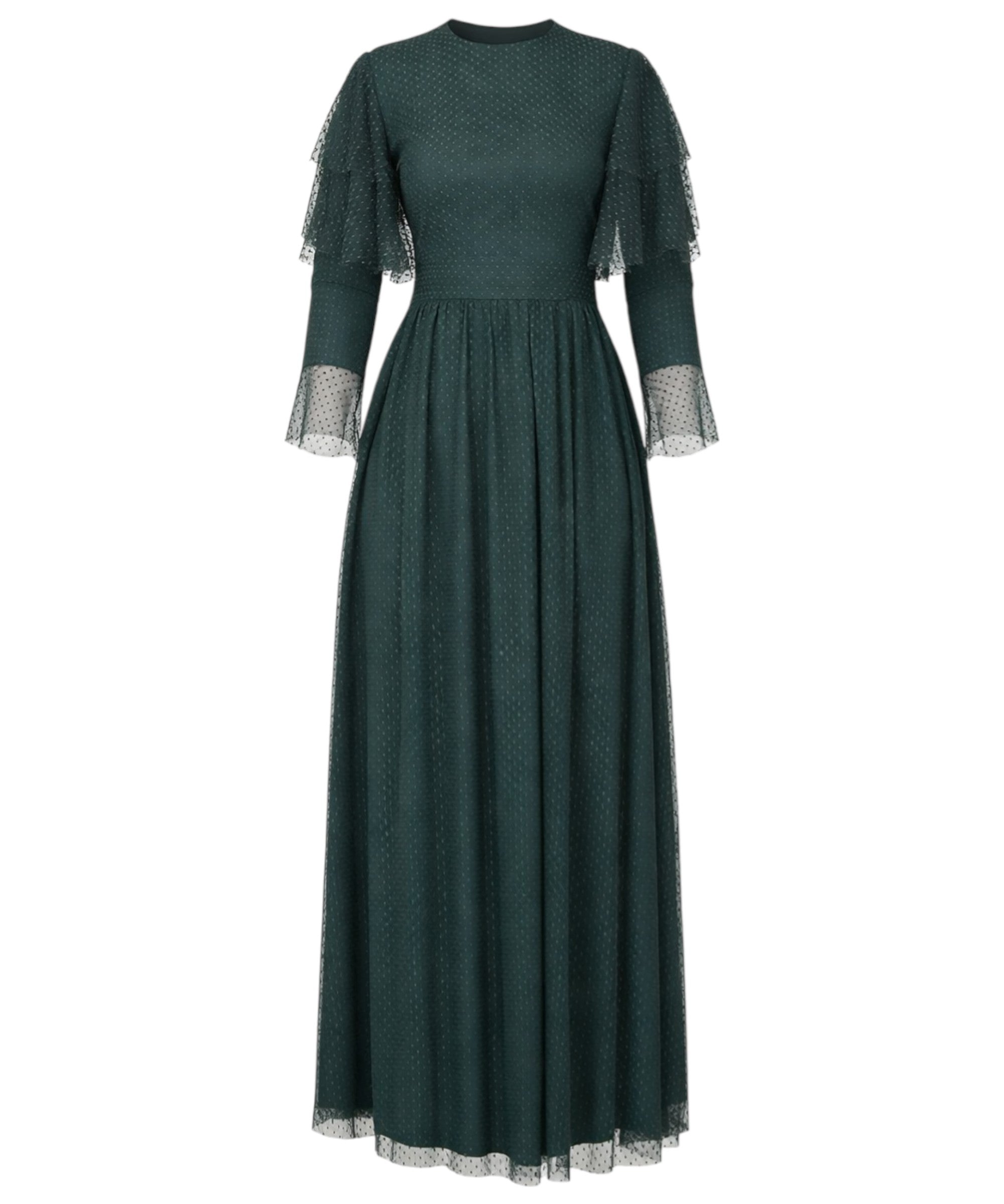 Tüllkleid Abendkleid aus gepunktetem Tüll Hijab Kleid Abiye Abaya