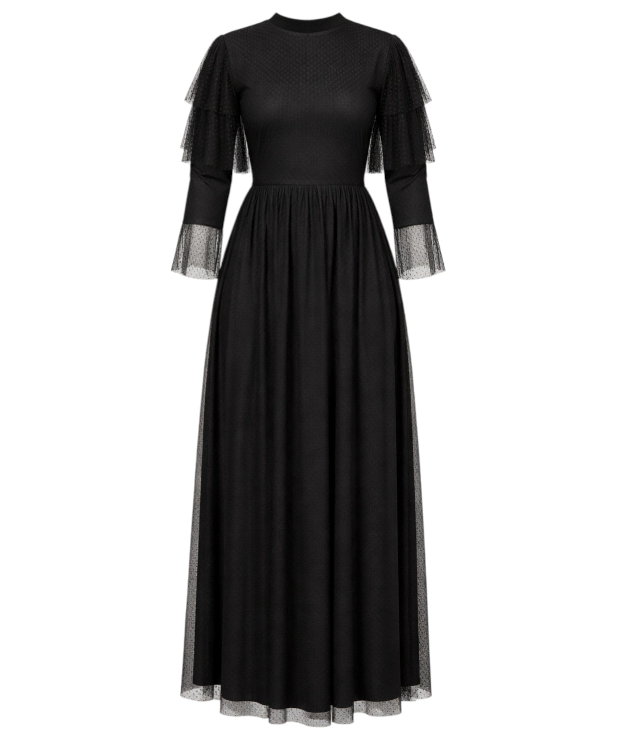 Tüllkleid Abendkleid aus gepunktetem Tüll Hijab Kleid Abiye Abaya