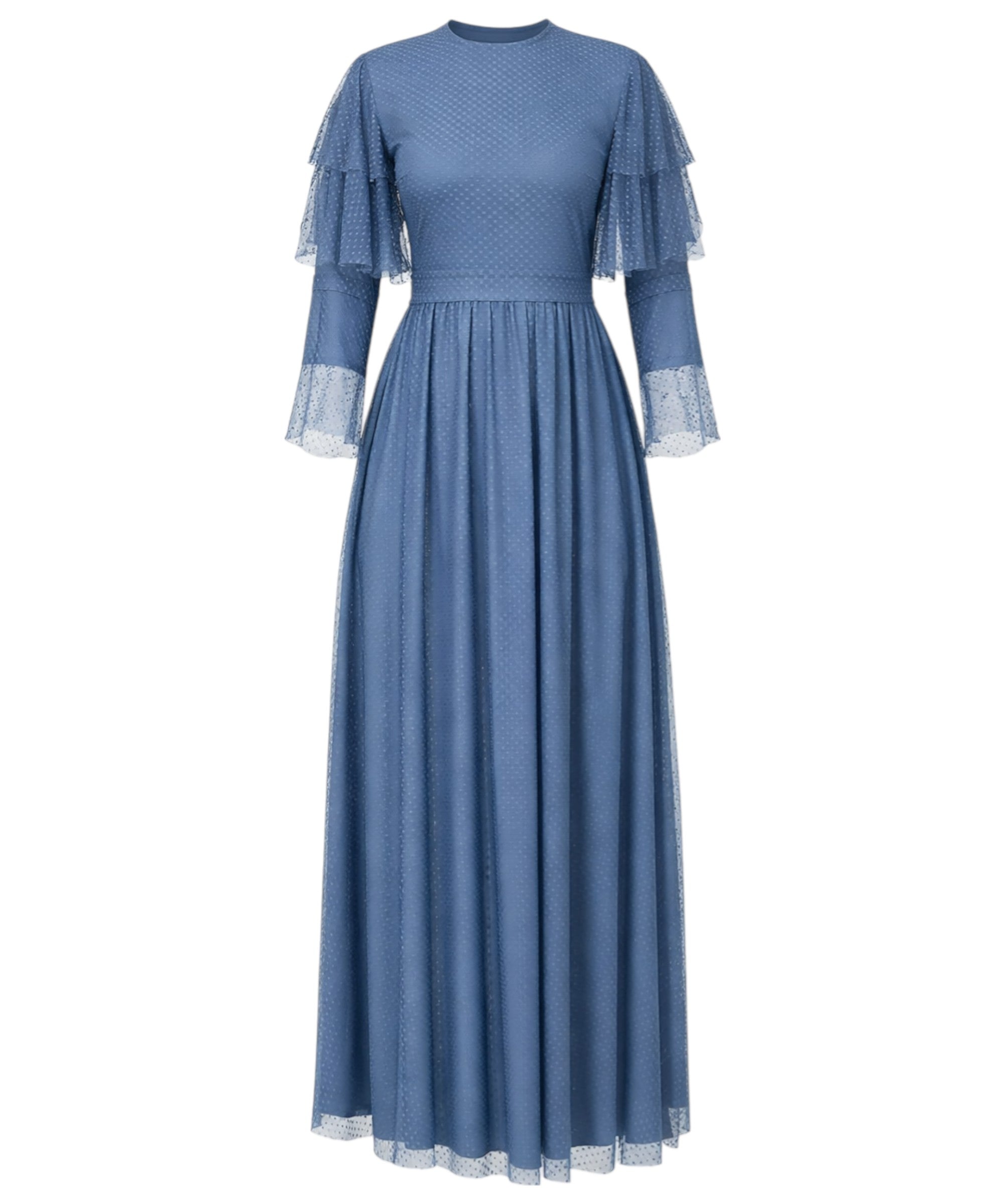 Tüllkleid Abendkleid aus gepunktetem Tüll Hijab Kleid Abiye Abaya