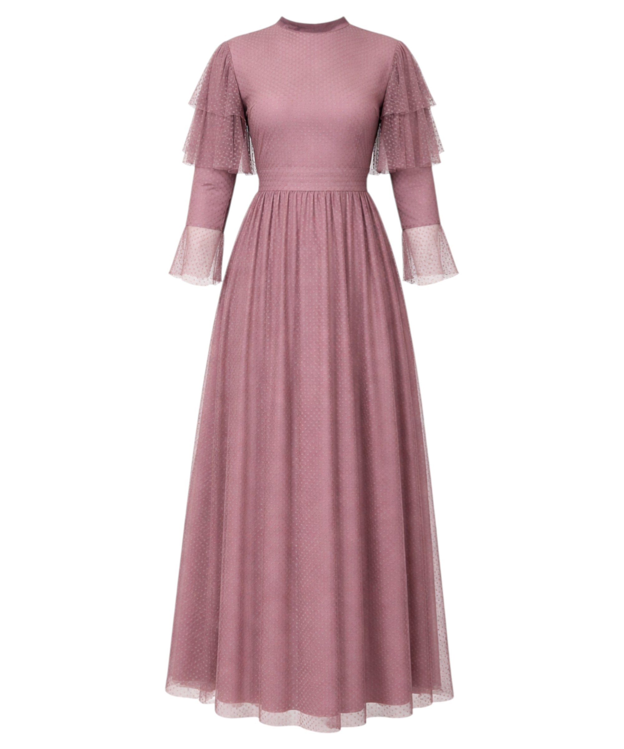 Tüllkleid Abendkleid aus gepunktetem Tüll Hijab Kleid Abiye Abaya