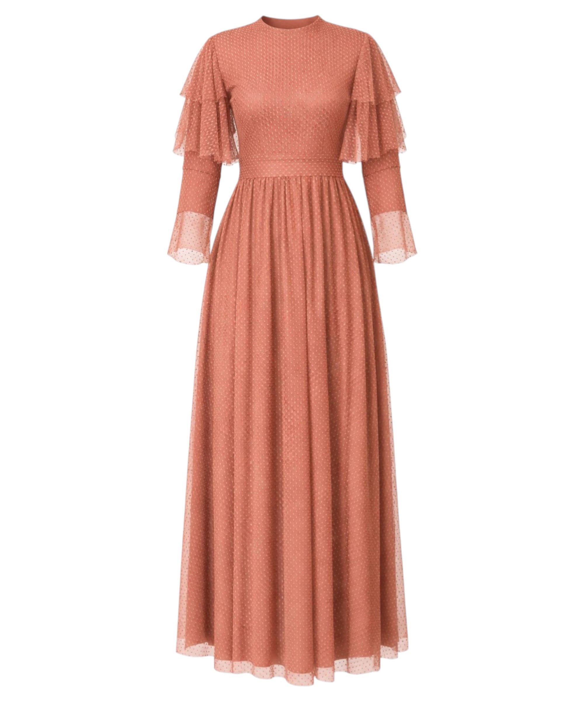Tüllkleid Abendkleid aus gepunktetem Tüll Hijab Kleid Abiye Abaya