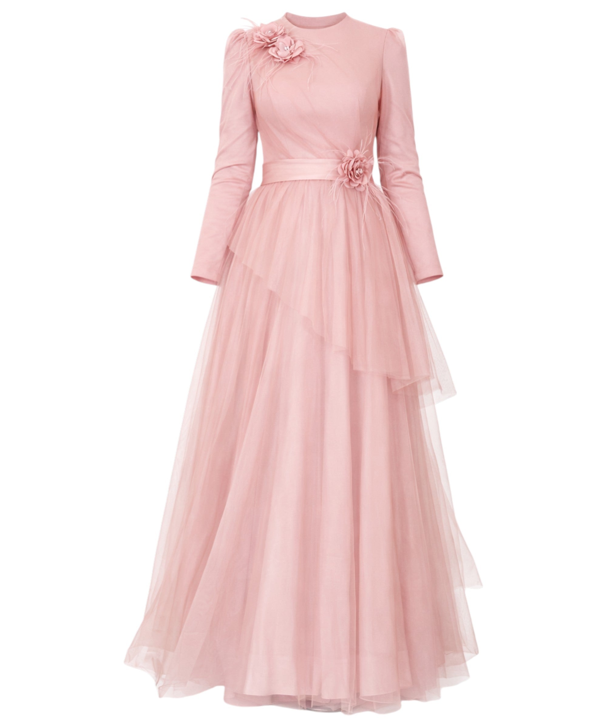 Tüllkleid Modest Fashion Hijab Abendkleid langarm festlich islamische Mode