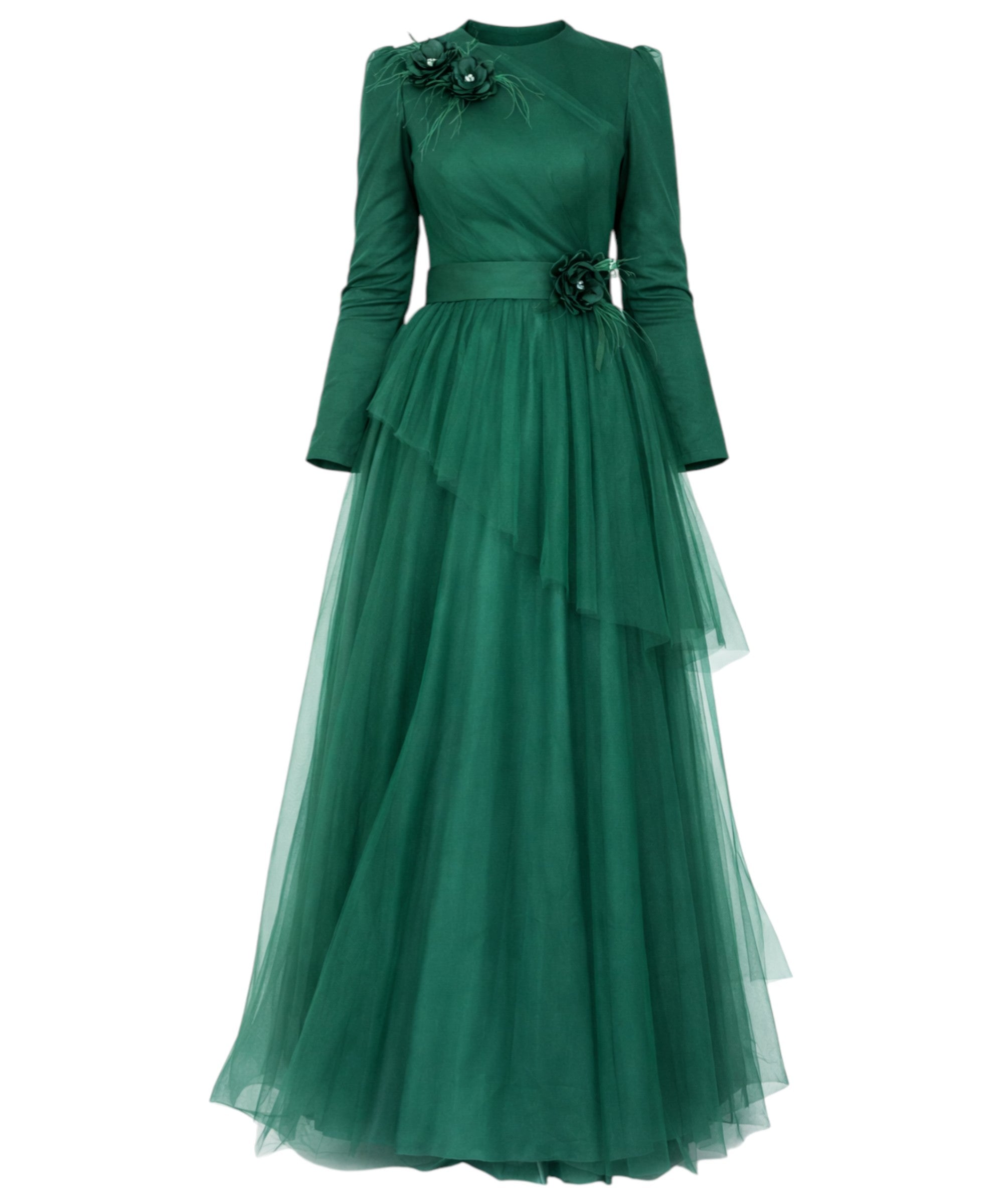 Tüllkleid Modest Fashion Hijab Abendkleid langarm festlich islamische Mode