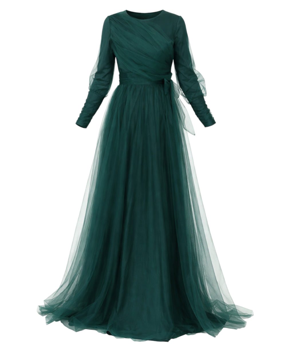 Tüllkleid Langärmliges Maxikleid Damen Muslimisches Abendkleid