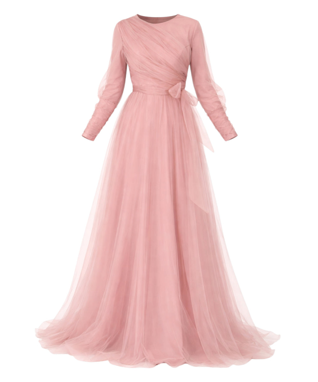 Tüllkleid Langärmliges Maxikleid Damen Muslimisches Abendkleid