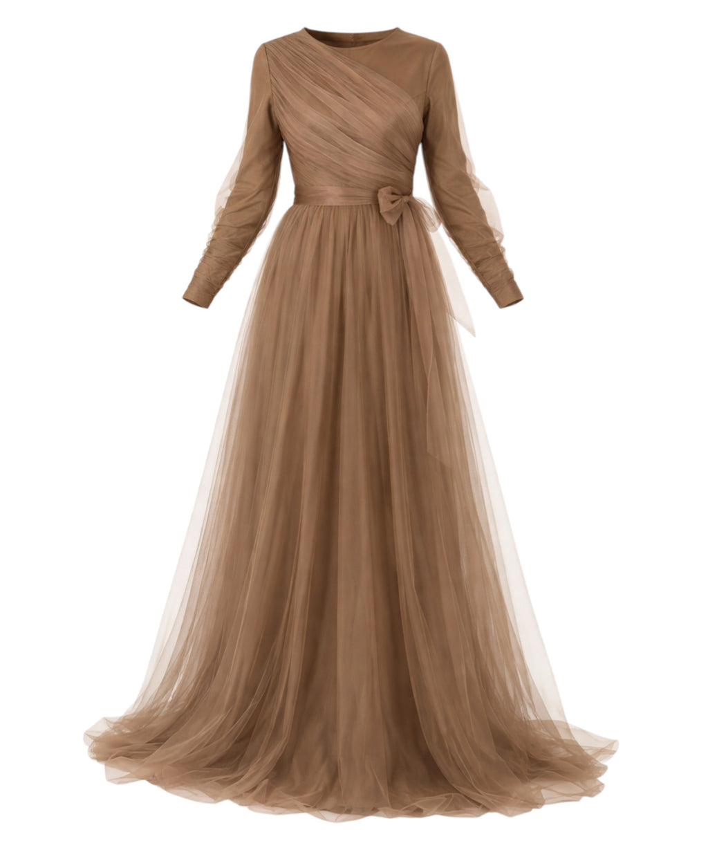 Tüllkleid Langärmliges Maxikleid Damen Muslimisches Abendkleid