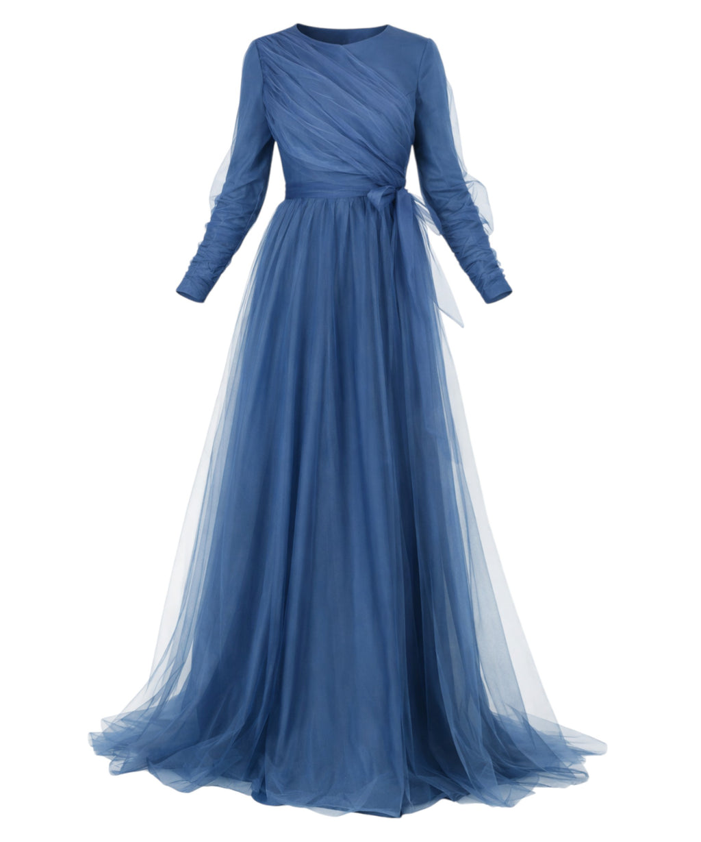 Tüllkleid Langärmliges Maxikleid Damen Muslimisches Abendkleid