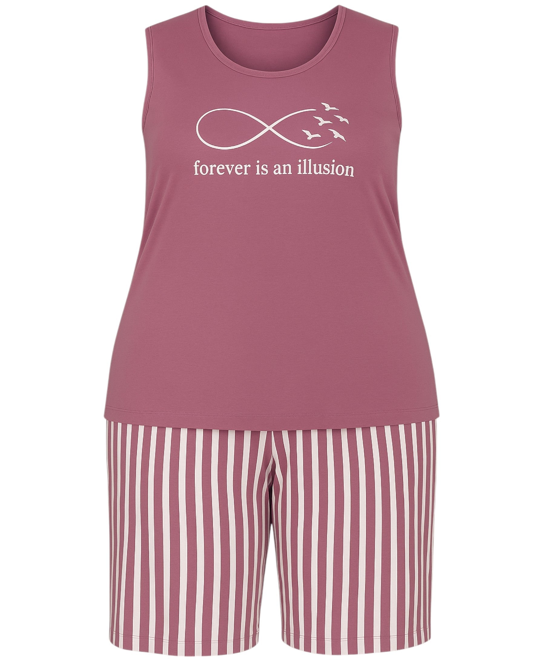 Pyjama Damen Hausanzug große Größen – Schlafanzug mit Shorts & ärmellosem Top