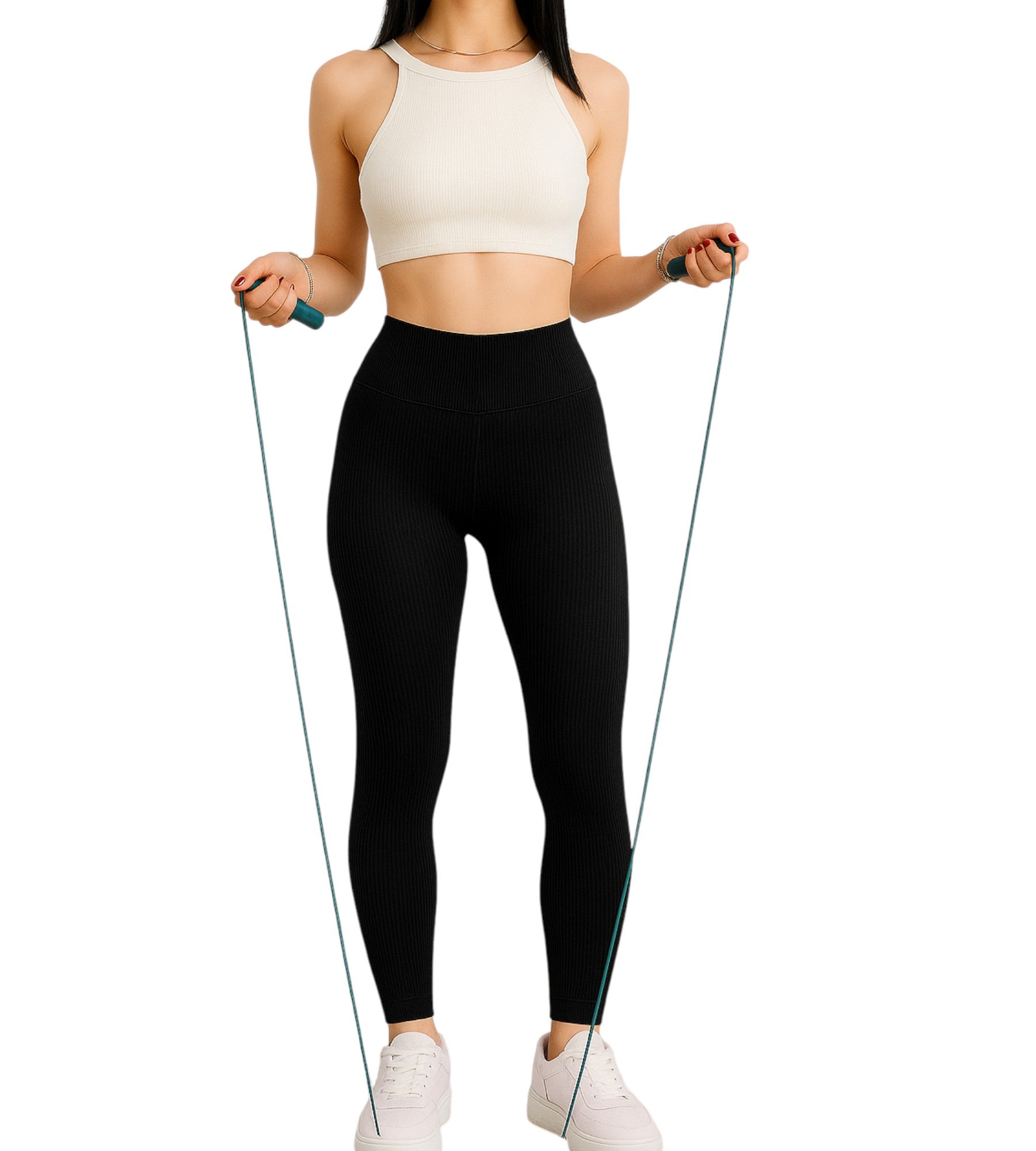 Leggings Damen Sport-Tights mit Shaping-Effekt und engem hohem Bund