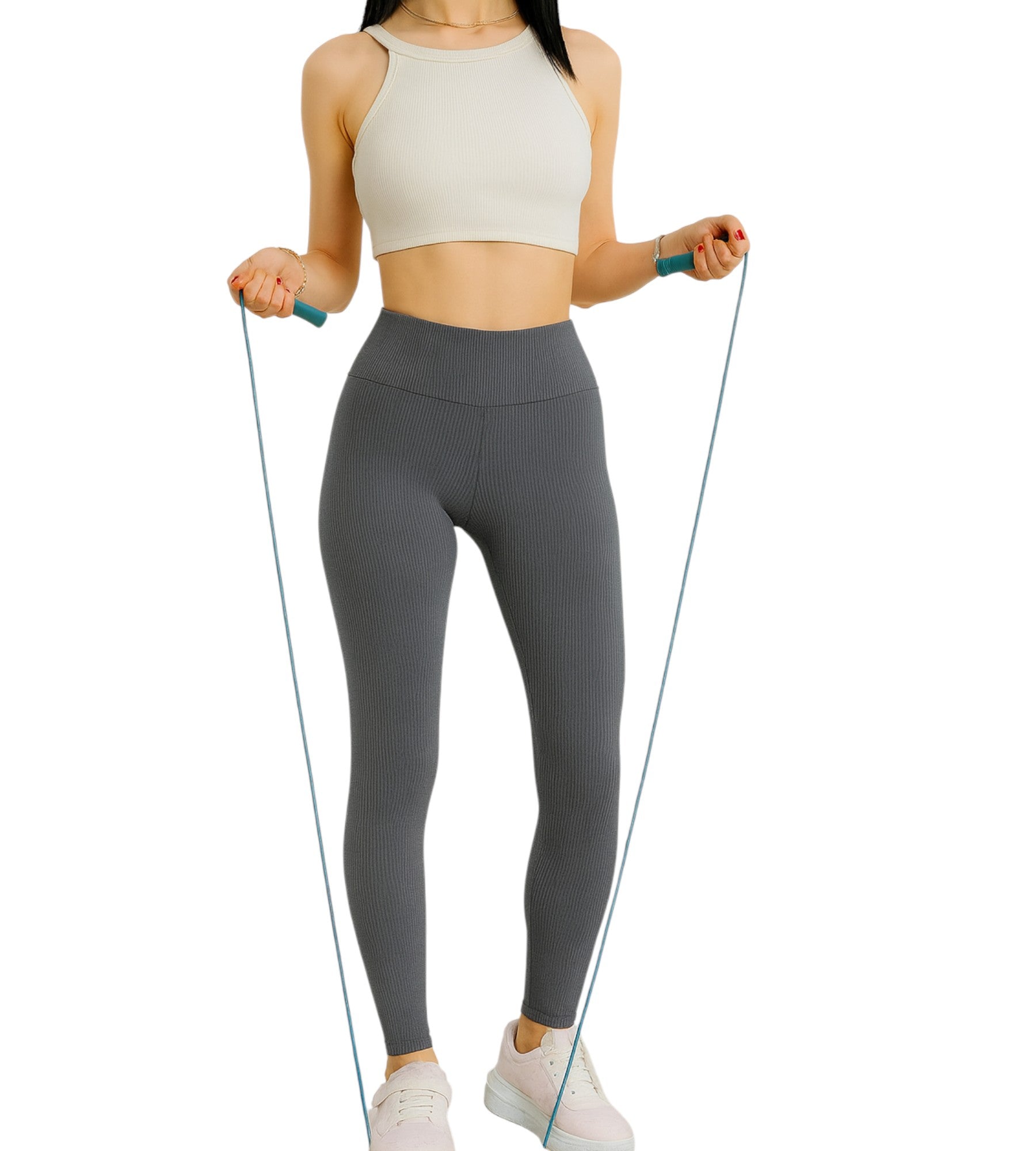 Leggings Damen Sport-Tights mit Shaping-Effekt und engem hohem Bund