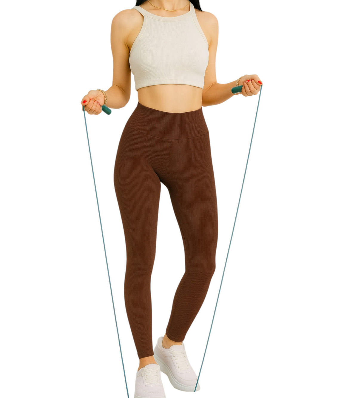 Leggings Damen Sport-Tights mit Shaping-Effekt und engem hohem Bund