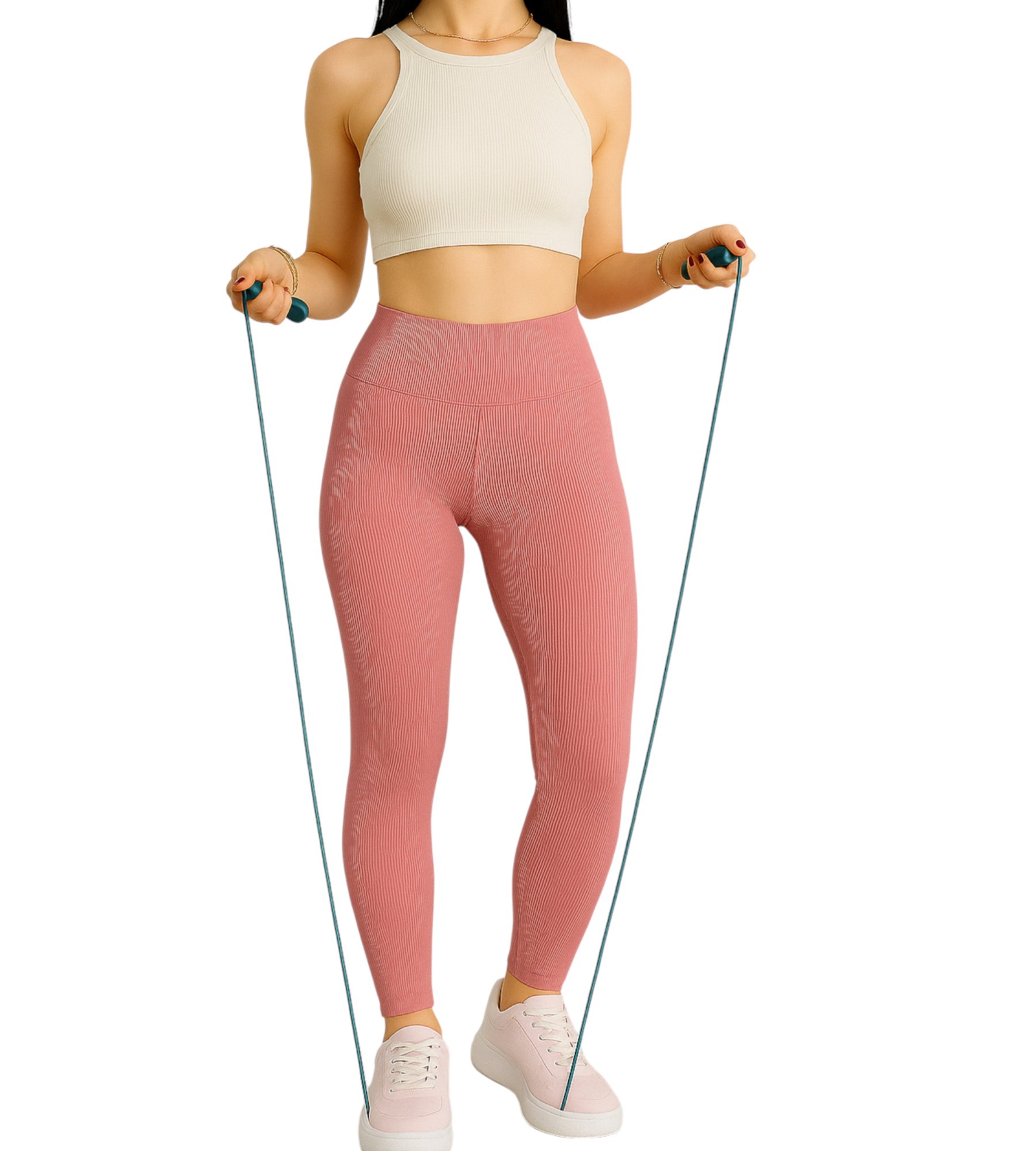 Leggings Damen Sport-Tights mit Shaping-Effekt und engem hohem Bund