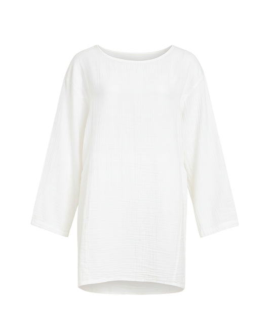 Schlupfbluse Oversize Musselin Einheitsgröße 34–44, 100 % Baumwolle, mit Taschen