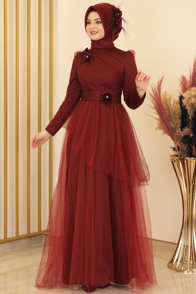 Tüllkleid Modest Fashion Hijab Abendkleid langarm festlich islamische Mode