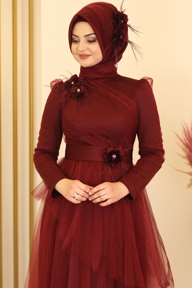 Tüllkleid Modest Fashion Hijab Abendkleid langarm festlich islamische Mode