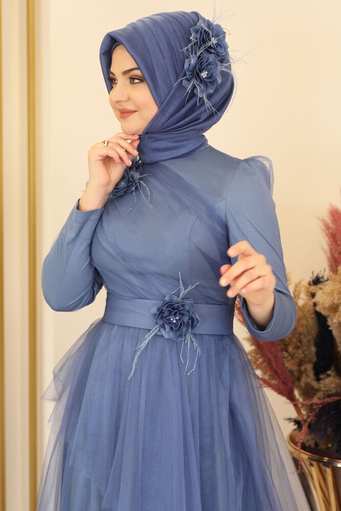 Tüllkleid Modest Fashion Hijab Abendkleid langarm festlich islamische Mode