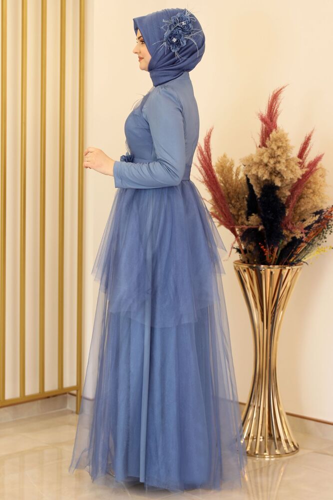 Tüllkleid Modest Fashion Hijab Abendkleid langarm festlich islamische Mode