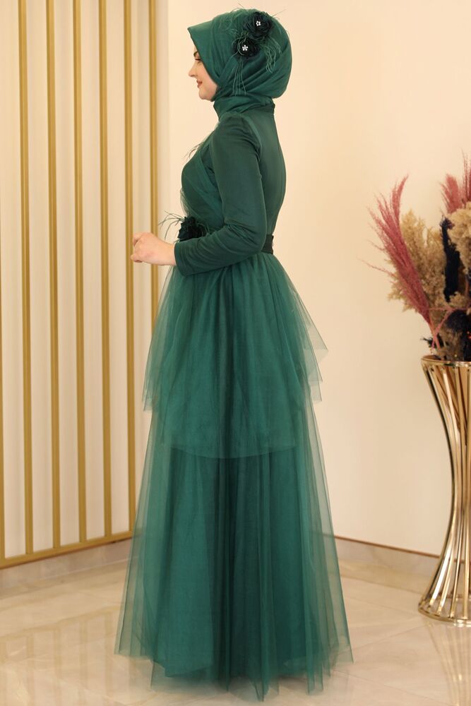 Tüllkleid Modest Fashion Hijab Abendkleid langarm festlich islamische Mode