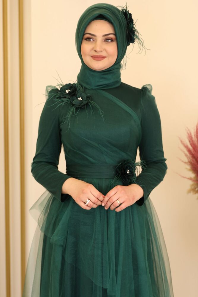 Tüllkleid Modest Fashion Hijab Abendkleid langarm festlich islamische Mode