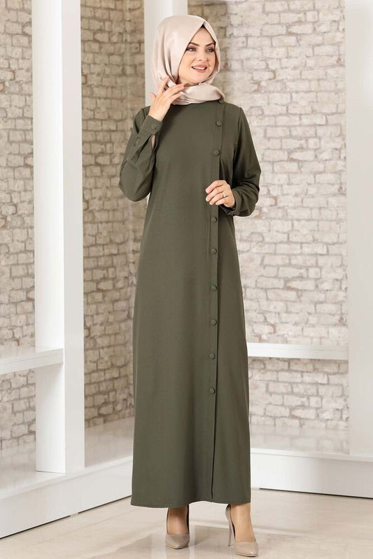 Hemdblusenkleid Abaya mit Knöpfen Hijab Kleid Modest Fashion Abendkleid (BD FERACE)