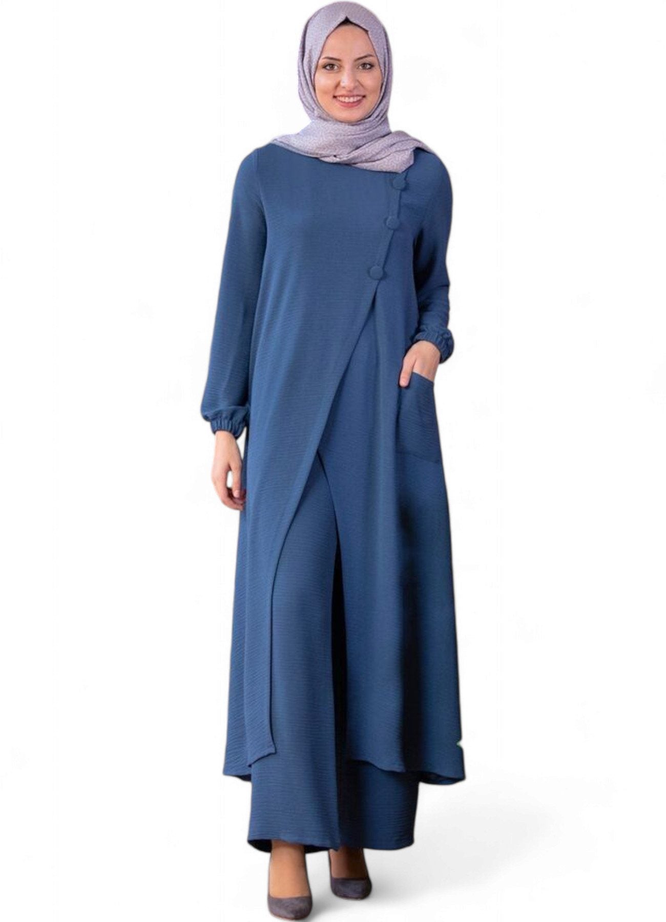 Longtunika Eleganter Damen Zweiteiler mit weiter Hose – Hijab Modest Fashion