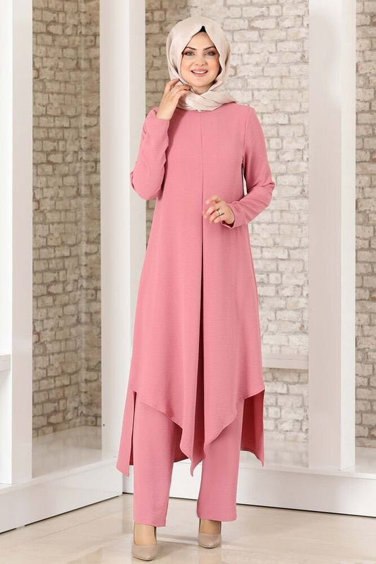 Longtunika Damen Zweiteiler Set mit weiter Hose - Modest Fashion