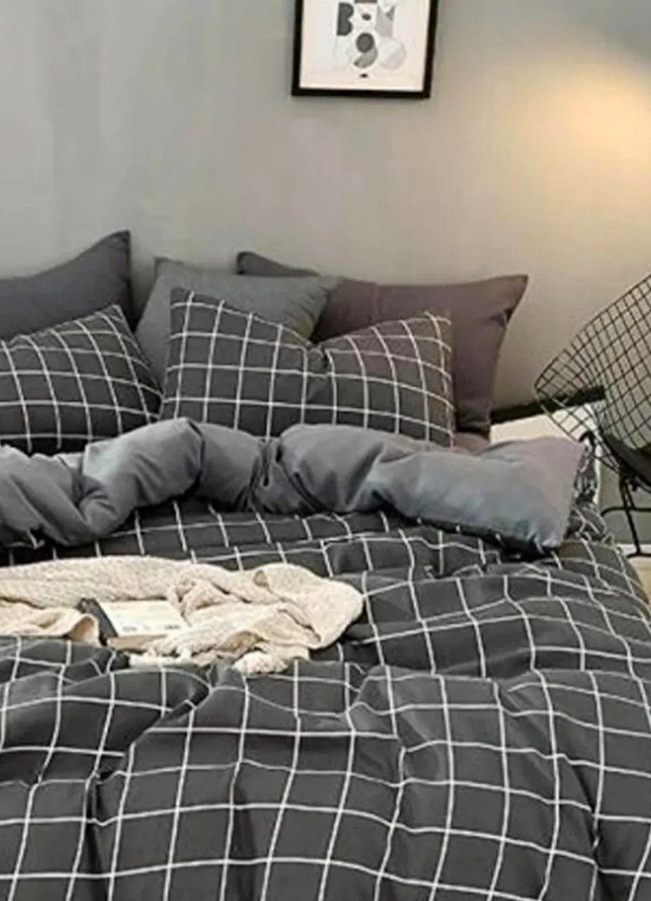 Bettwäsche Set grau 3-teilig Jersey 100% Baumwolle, 200x220 cm Einheitsgröße grau