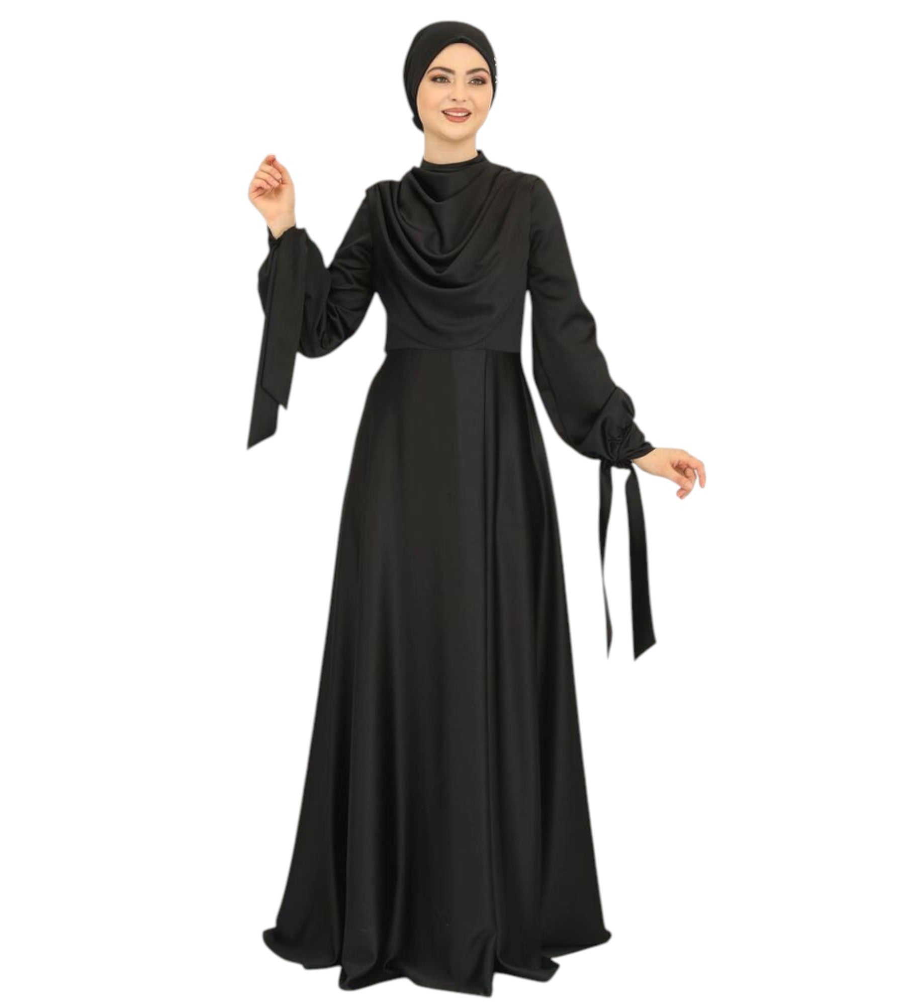 Abendkleid Elegantes Damen Kleid aus Satin - Langärmliges Maxikleid