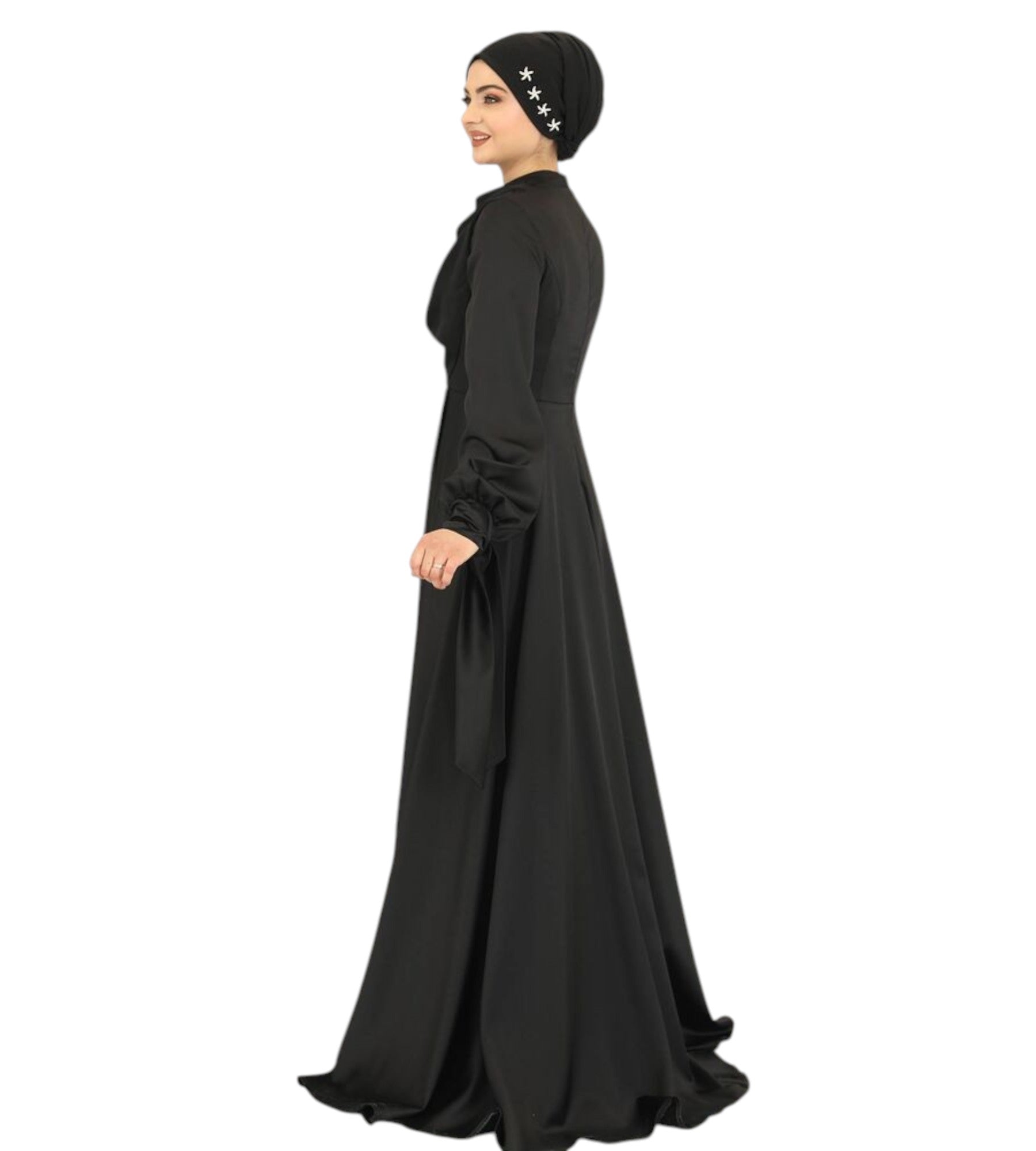 Abendkleid Elegantes Damen Kleid aus Satin - Langärmliges Maxikleid
