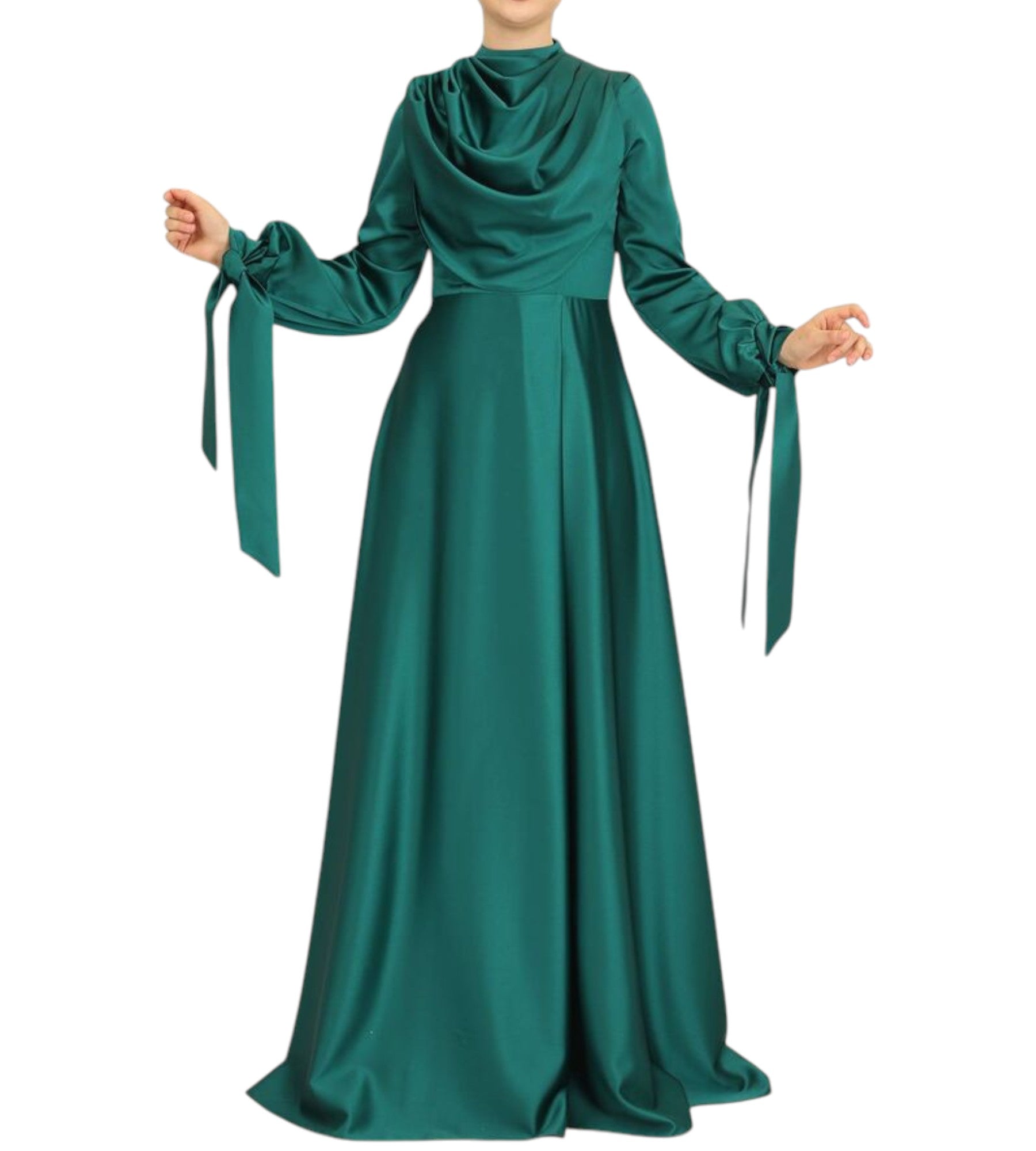 Abendkleid Elegantes Damen Kleid aus Satin - Langärmliges Maxikleid