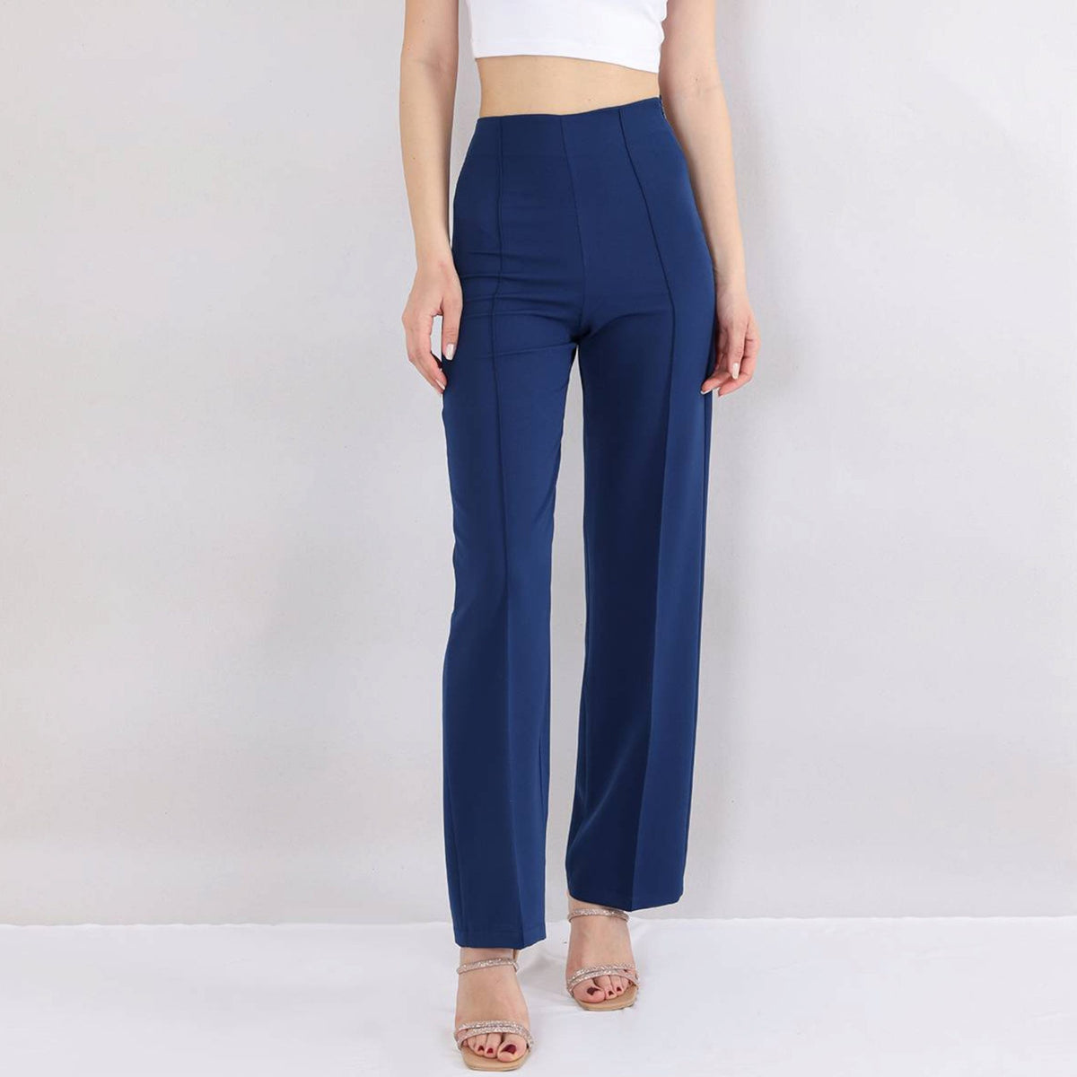 Bootcuthose Damen Hose Hochtailliert Krepphose - Elegante Büro- und Freizeithose
