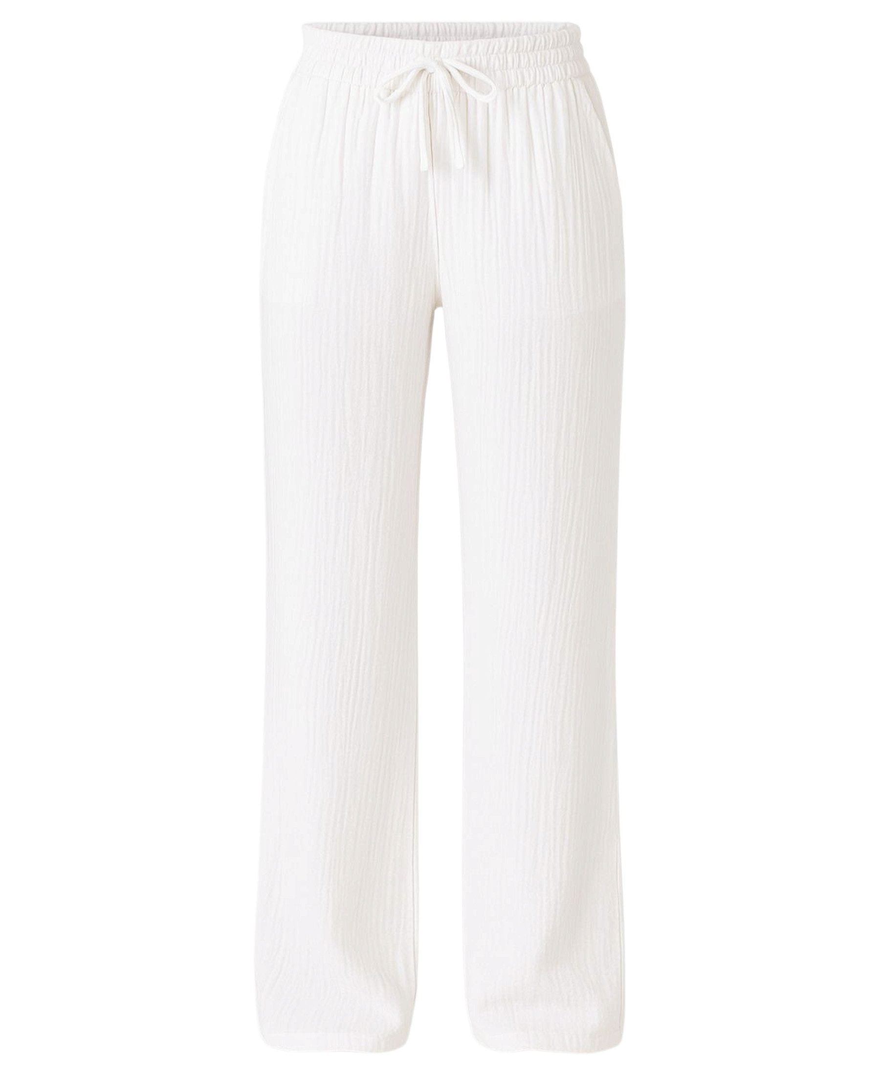 Palazzohose MusselinDamen Sommerhose 100 % Baumwolle, elastischer Bund