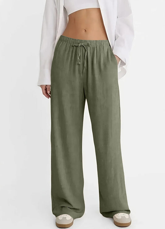 Leinenhose Bequeme Hose mit elastischem Bund und weitem Bein