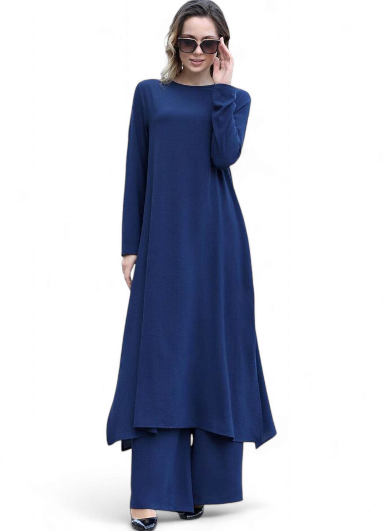 Longtunika Damen Zweiteiler Set - Tunika & Palazzo-Hose Modest Fashion