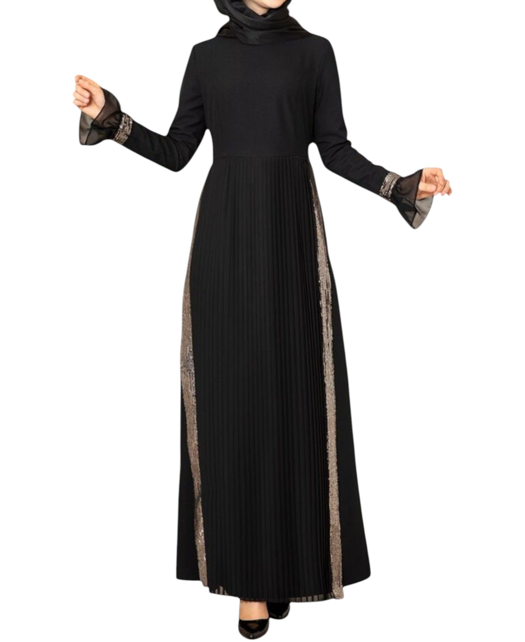 Maxikleid Damen Hijab Abendkleid mit Pailletten Modest Abiye Abaya (EYLÜL)