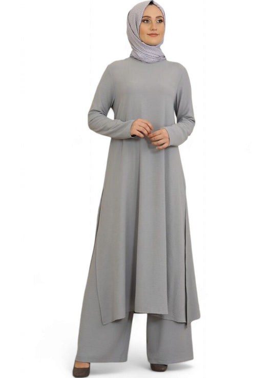 Longtunika Damen Zweiteiler Set - Tunika & Palazzo-Hose Modest Fashion