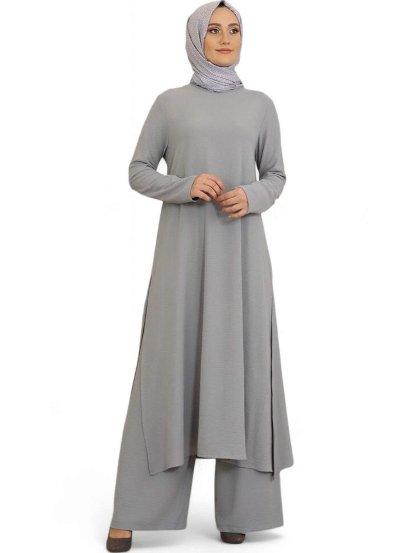 Longtunika Damen Zweiteiler Set - Tunika & Palazzo-Hose Modest Fashion