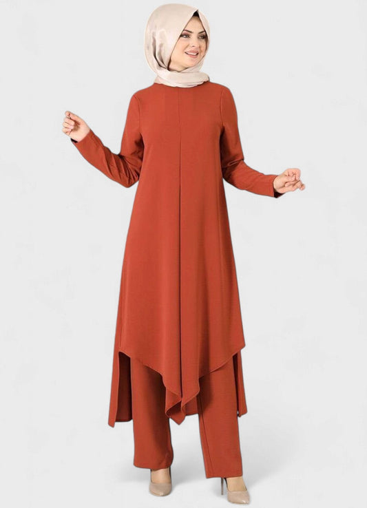 Longtunika Damen Zweiteiler Set mit weiter Hose - Modest Fashion