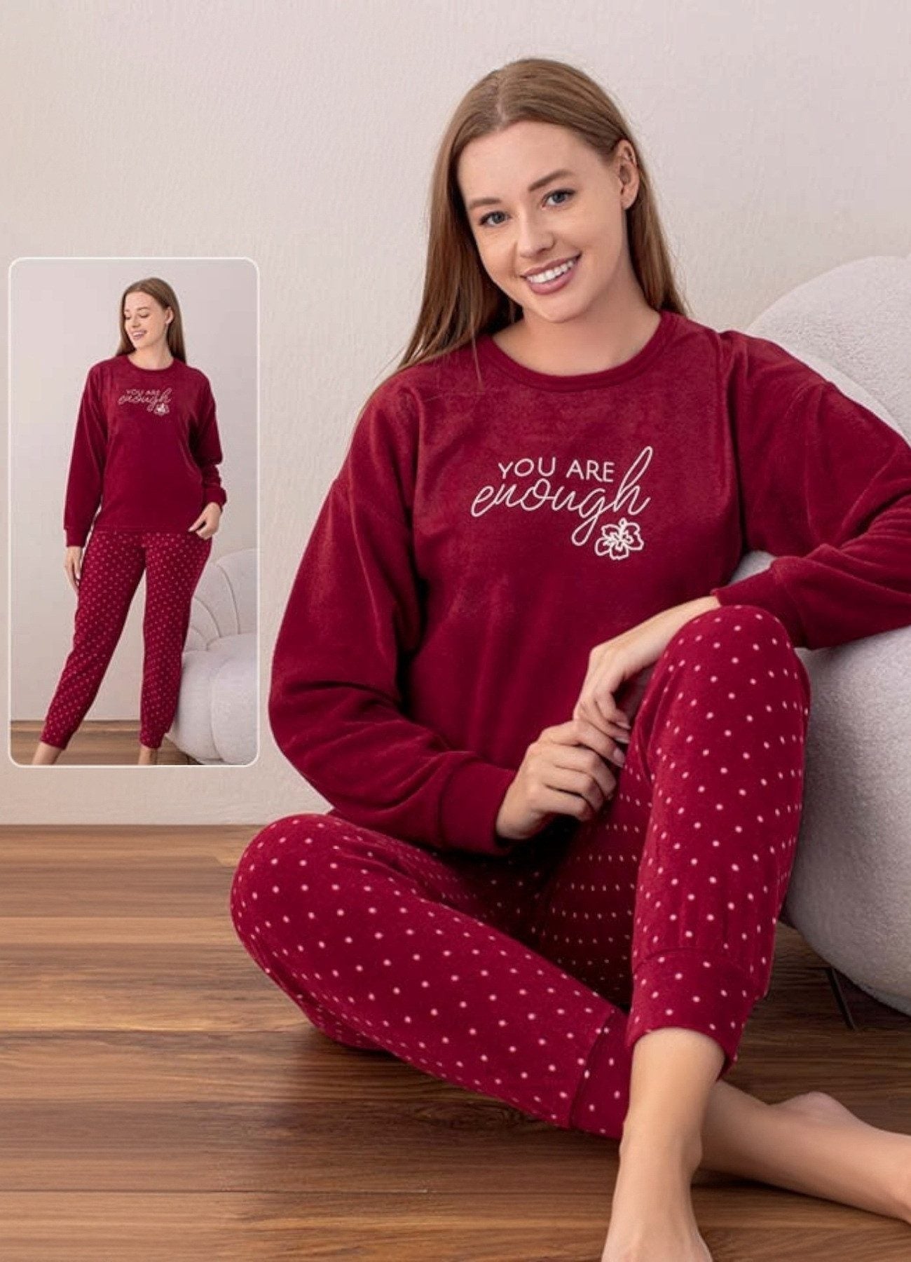 Pyjama Damen Schlafanzug Soft Samt 100% Baumwolle, Plüsch-Fleece 5 Designs