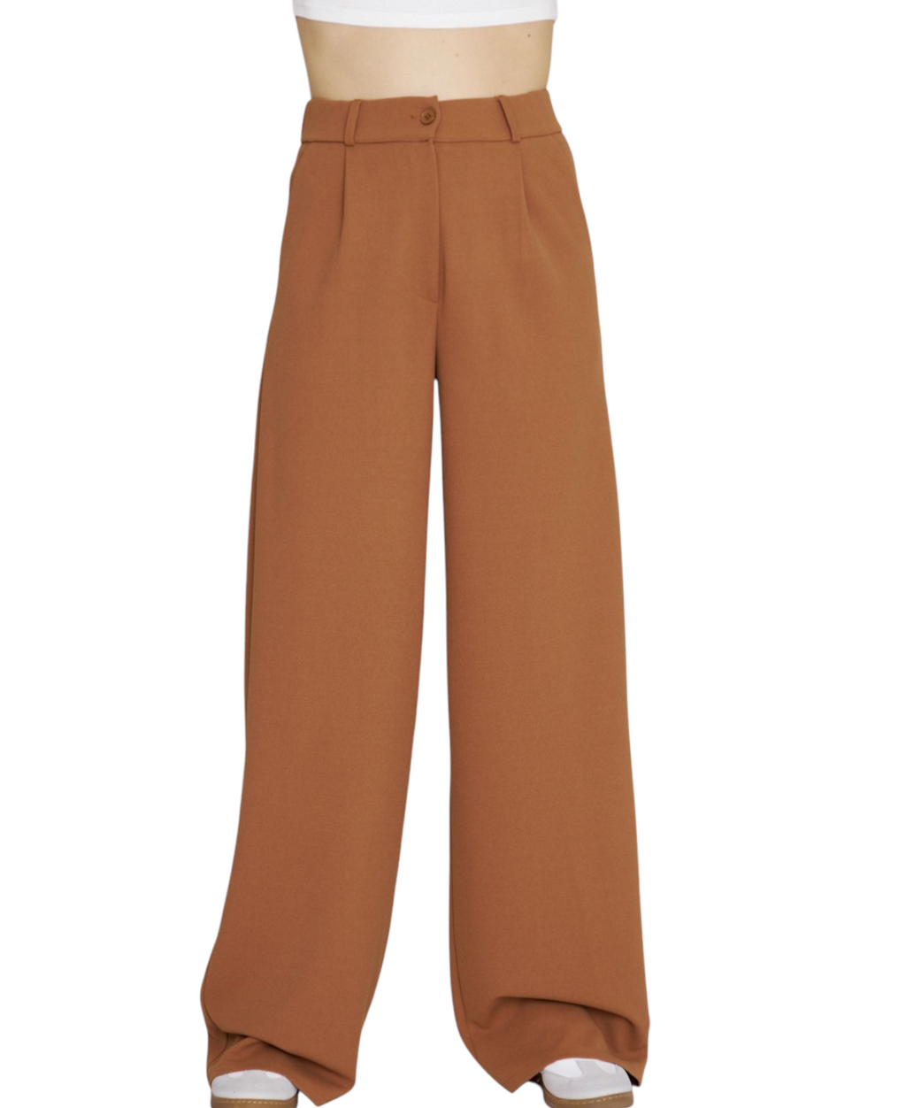 Palazzohose Damen-Marlenehose mit elastischem, hohem Bund