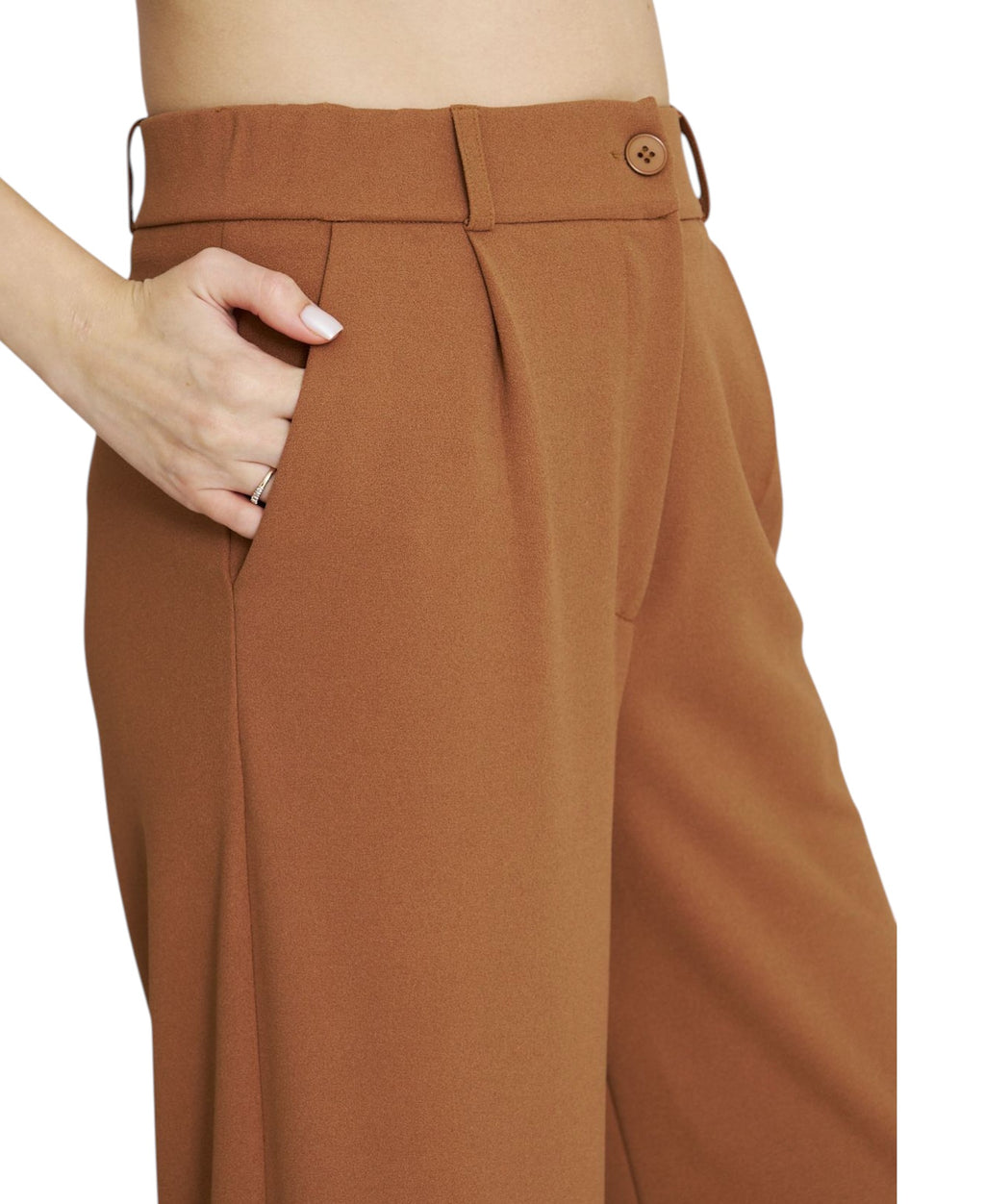 Palazzohose Damen-Marlenehose mit elastischem, hohem Bund