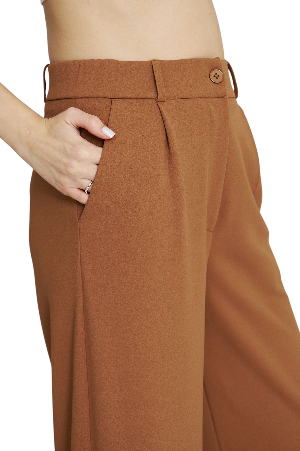 Palazzohose Damen-Marlenehose mit elastischem, hohem Bund