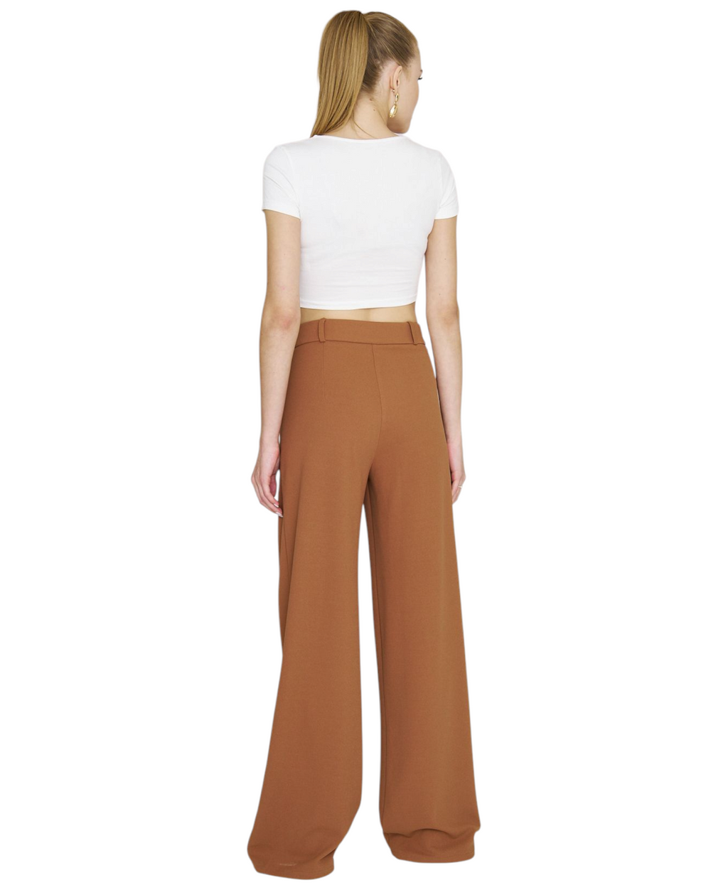 Palazzohose Damen-Marlenehose mit elastischem, hohem Bund