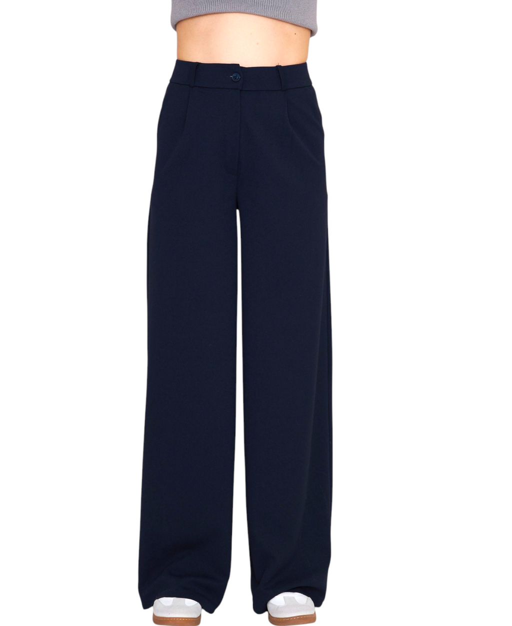 Palazzohose Damen-Marlenehose mit elastischem, hohem Bund