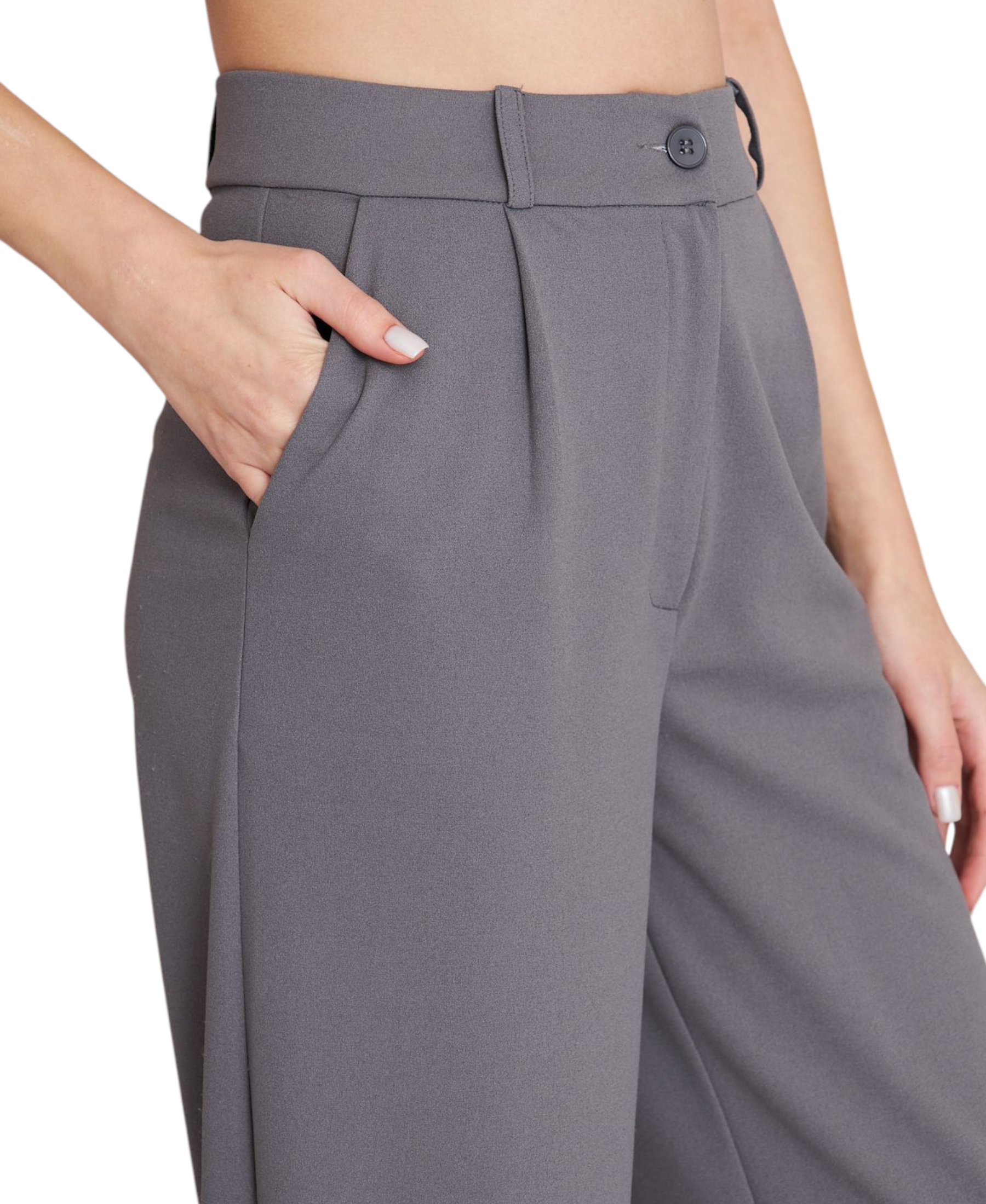 Palazzohose Damen-Marlenehose mit elastischem, hohem Bund