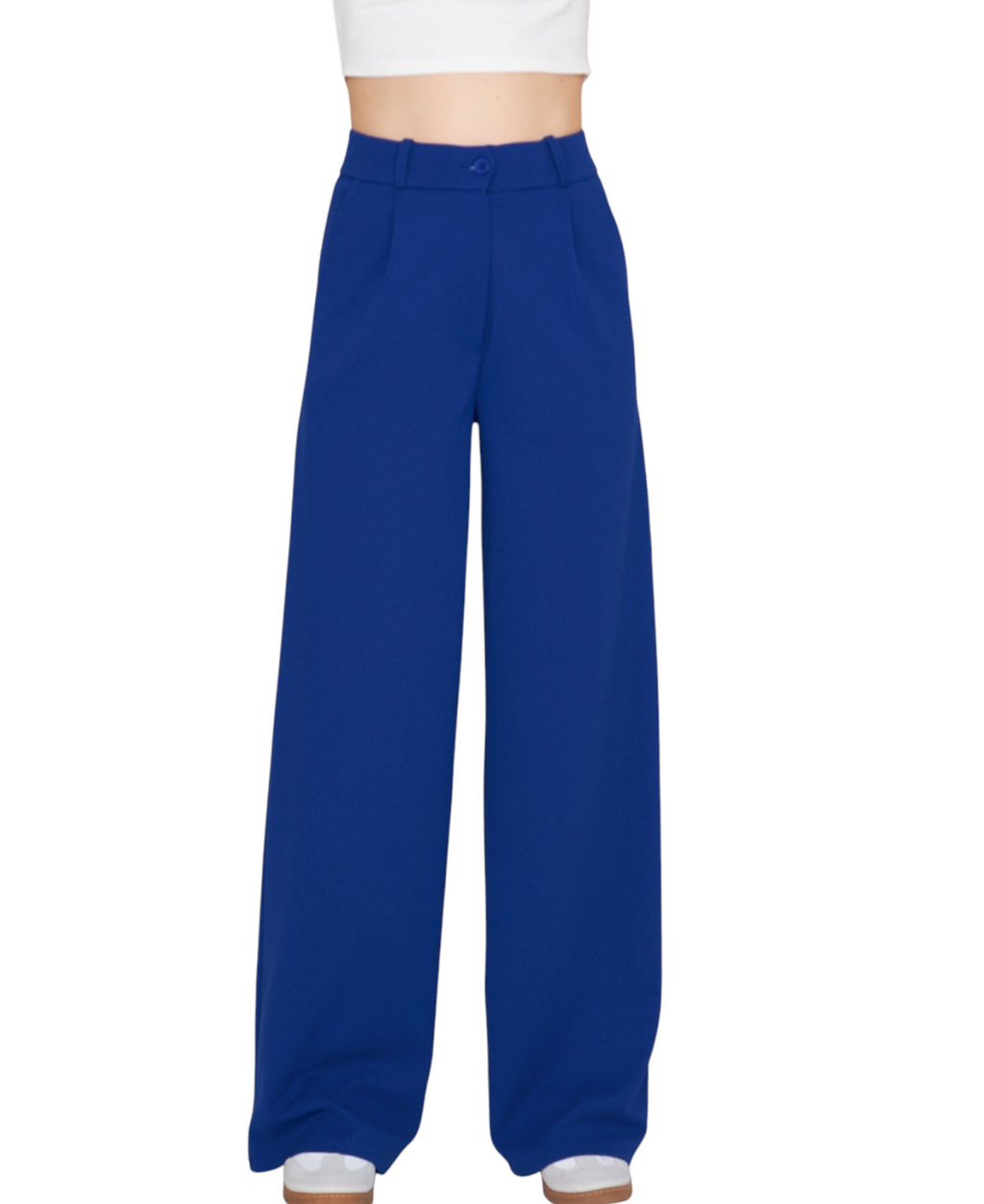 Palazzohose Damen-Marlenehose mit elastischem, hohem Bund