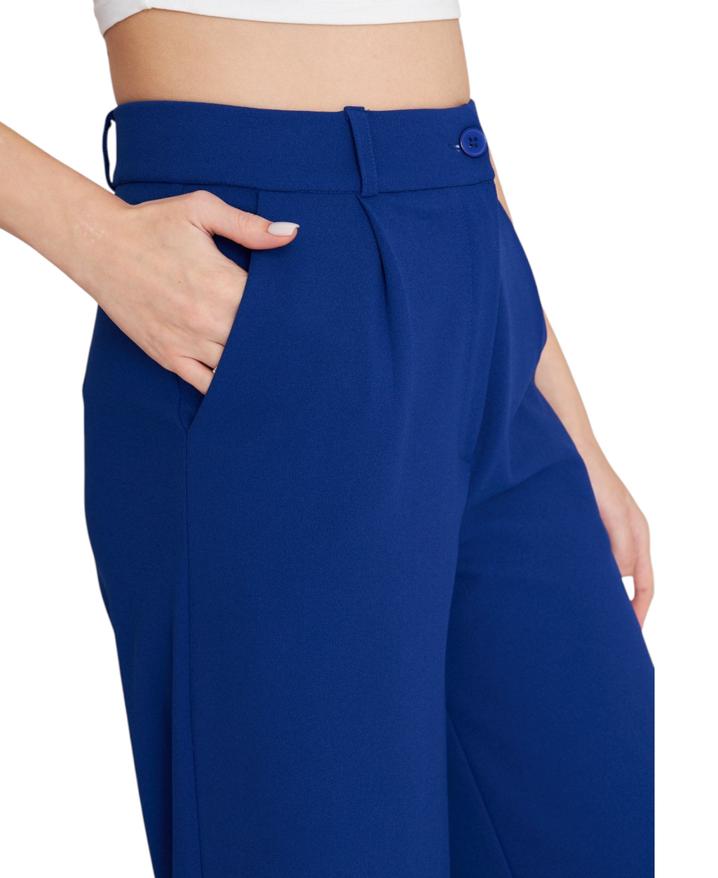 Palazzohose Damen-Marlenehose mit elastischem, hohem Bund