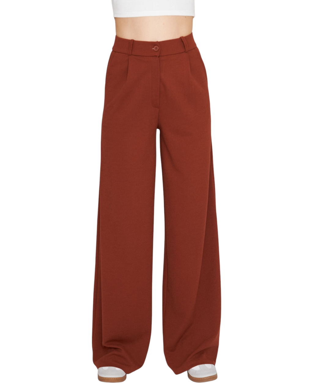 Palazzohose Damen-Marlenehose mit elastischem, hohem Bund