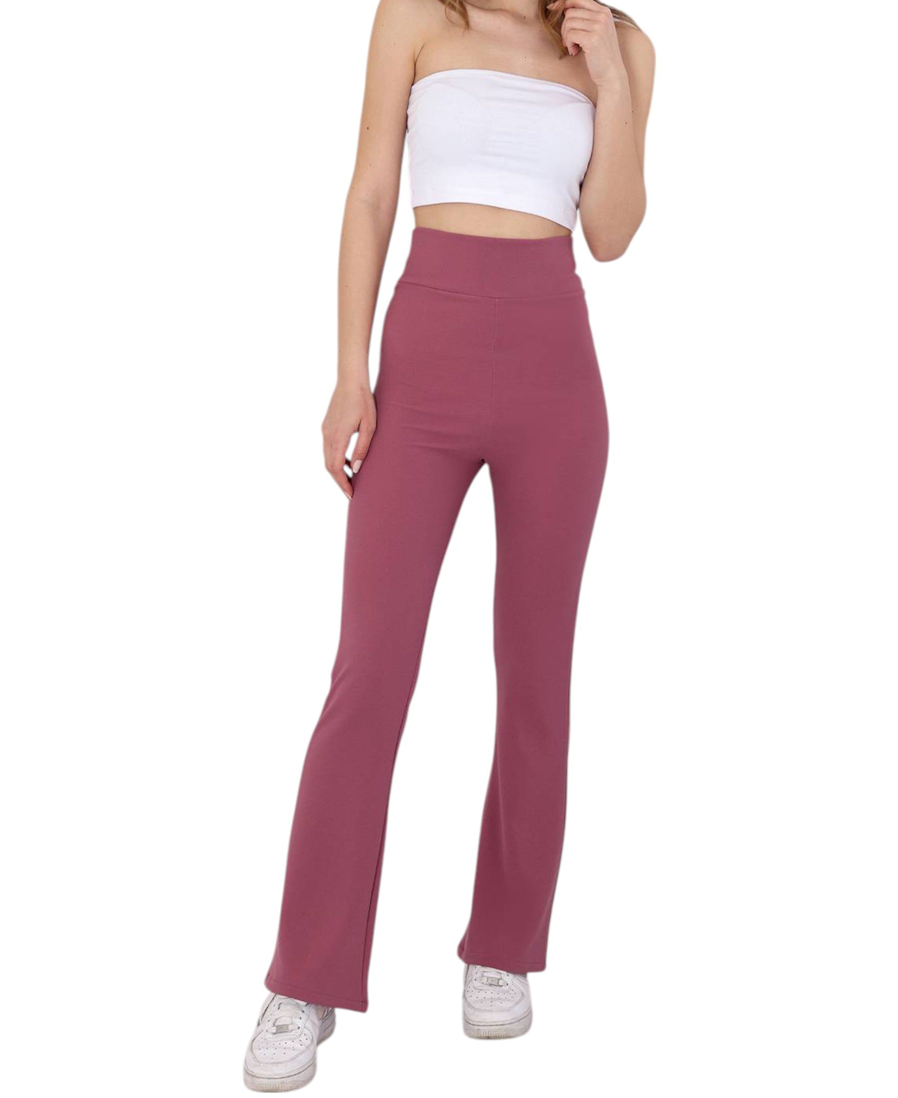 Schlaghose Damen Scuba Hose High Waist - elastisch für Yoga, Freizeit & Abendmode