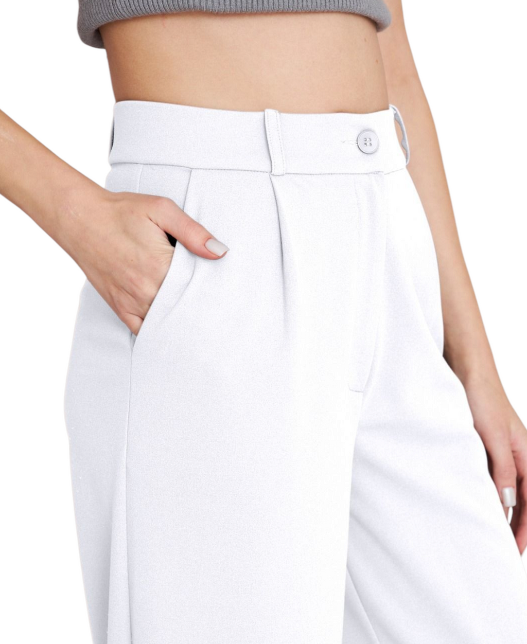 Palazzohose Damen-Marlenehose mit elastischem, hohem Bund